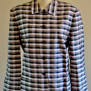 Kasper A.S.L. Black Gray Pink Silk Jacket. 16. XL